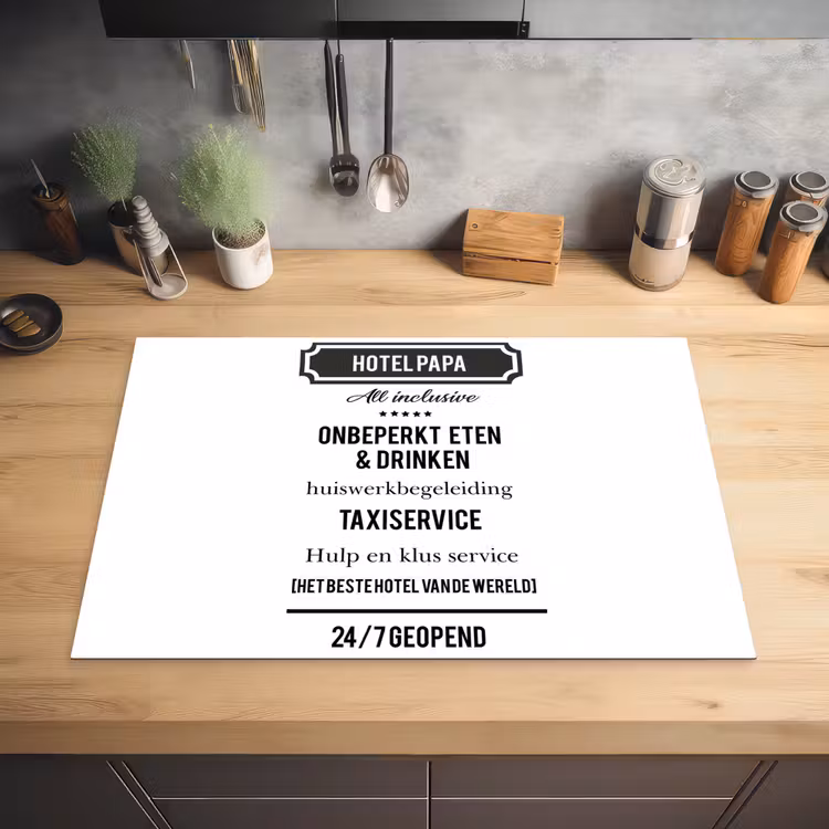 Spreuken - Hotel papa - Quotes - Vader Inductie beschermer vinyl 3mm klein -sfeer5