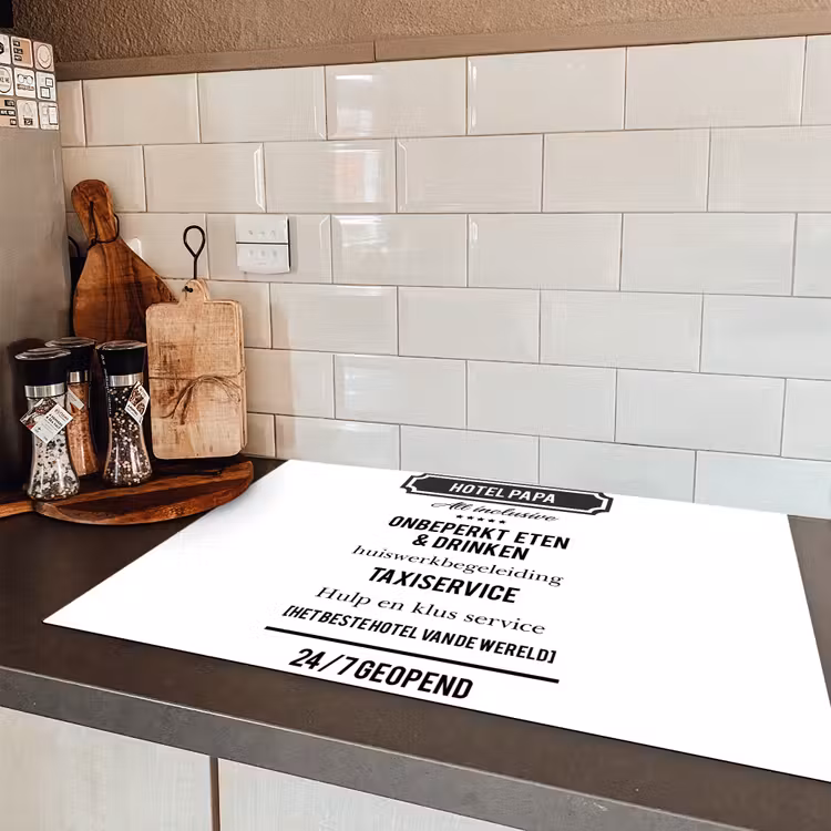 Spreuken - Hotel papa - Quotes - Vader Inductie beschermer vinyl 3mm klein -sfeer3