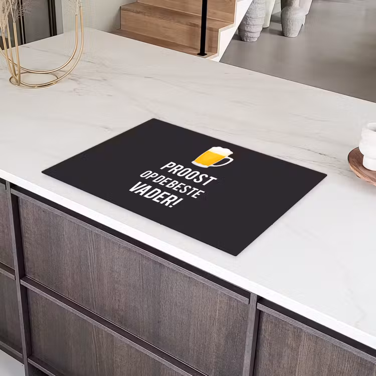 Spreuken - Proost op de beste vader - Quotes - Papa Inductie beschermer vinyl 3mm klein -sfeer8