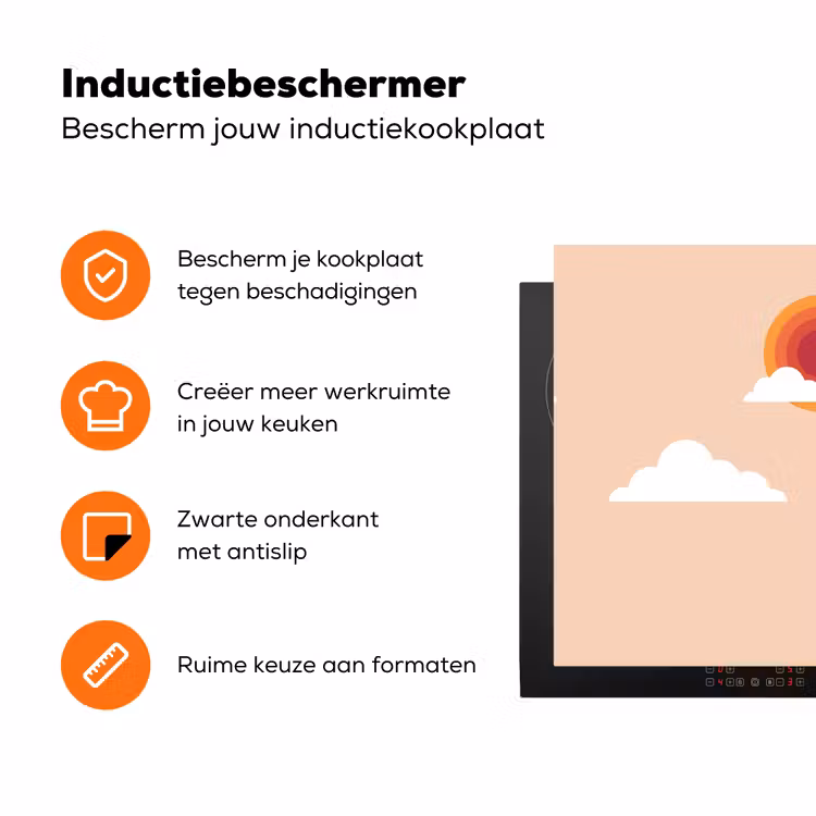 Stad - Gebouw - Architectuur - Retro - Oranje Inductie beschermer vinyl 3mm klein -zzzzzzz-td-ups