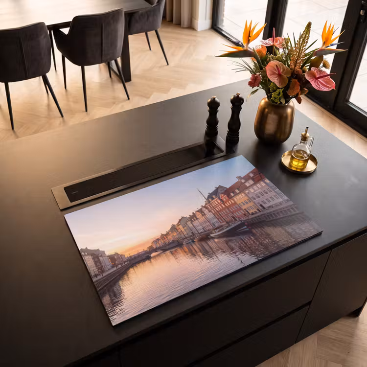 Stad - Gracht - Zonsondergang - Klassiek - Kleurrijk Inductie beschermer vinyl 3mm klein -sfeer5