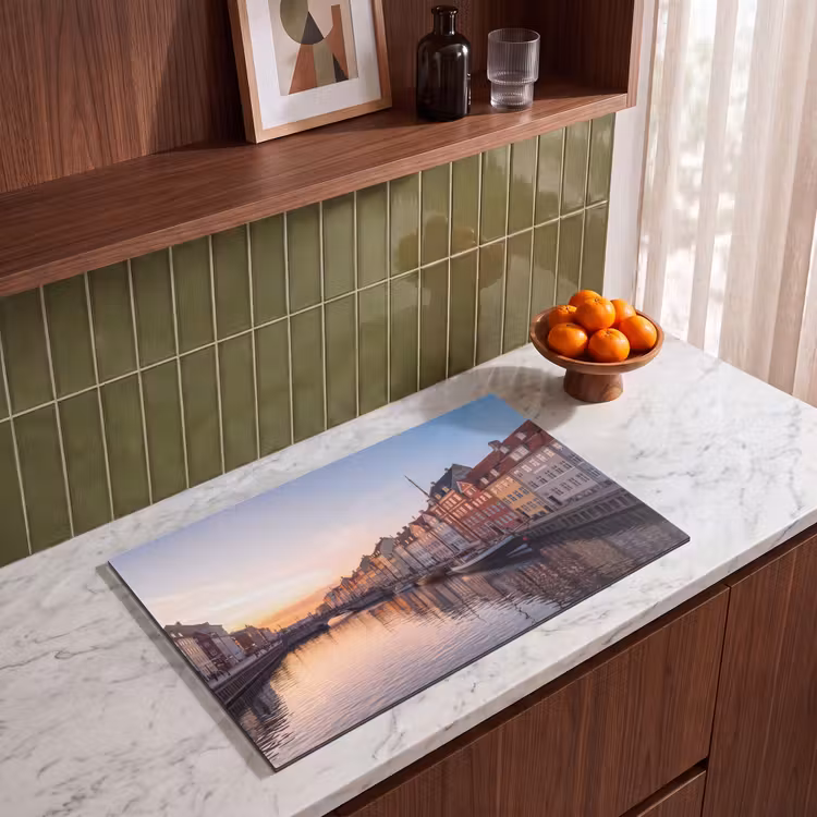 Stad - Gracht - Zonsondergang - Klassiek - Kleurrijk Inductie beschermer vinyl 3mm klein -sfeer8