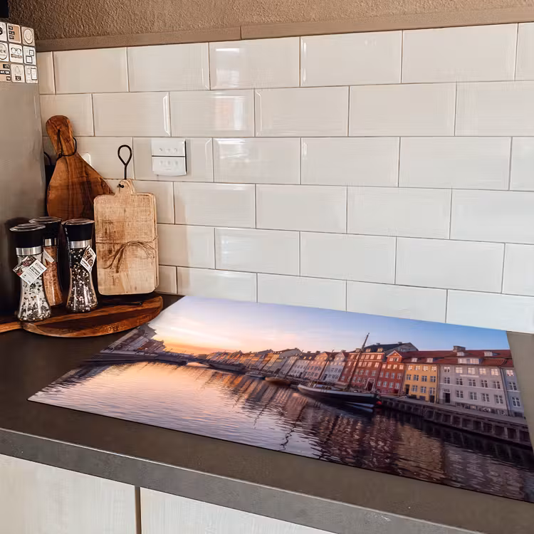 Stad - Gracht - Zonsondergang - Klassiek - Kleurrijk Inductie beschermer vinyl 3mm klein -sfeer3