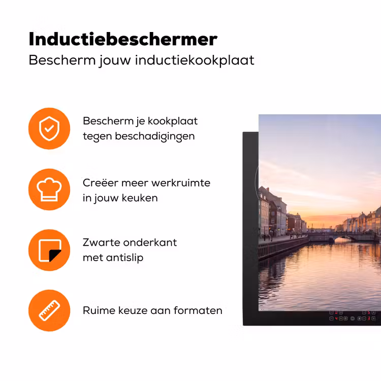 Stad - Gracht - Zonsondergang - Klassiek - Kleurrijk Inductie beschermer vinyl 3mm klein -zzzzzzz-td-ups