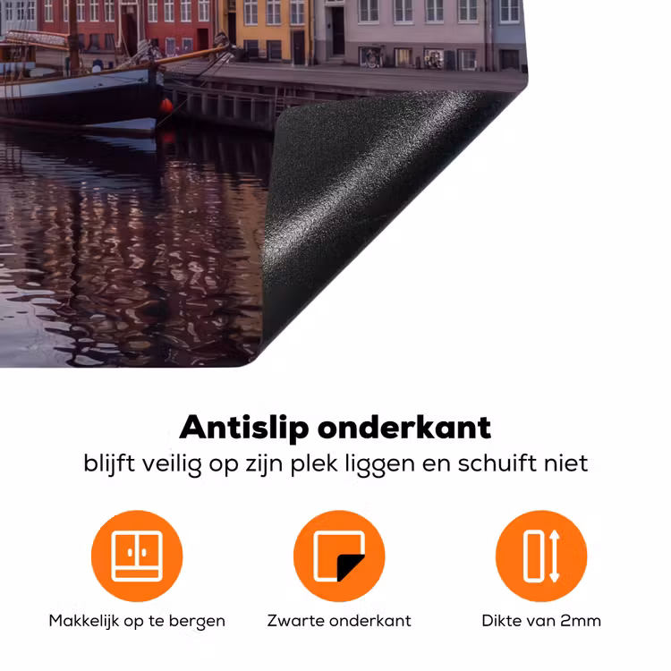 Stad - Gracht - Zonsondergang - Klassiek - Kleurrijk Inductie beschermer vinyl 3mm klein -zzzzzzz-td-onderkant