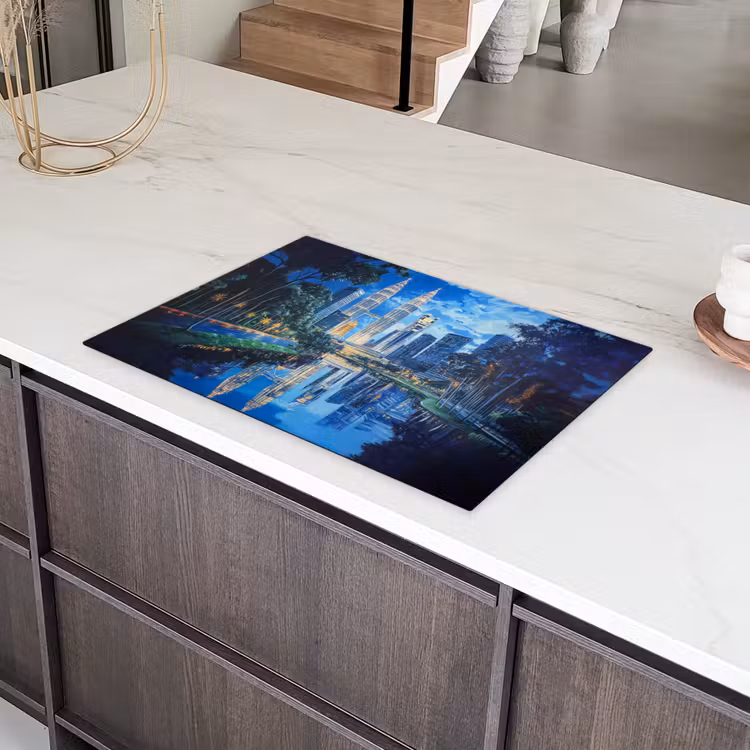 Stad Kuala Lumpur - Skyline - Wolkenkrabbers - Water Inductie beschermer vinyl 3mm klein -sfeer8