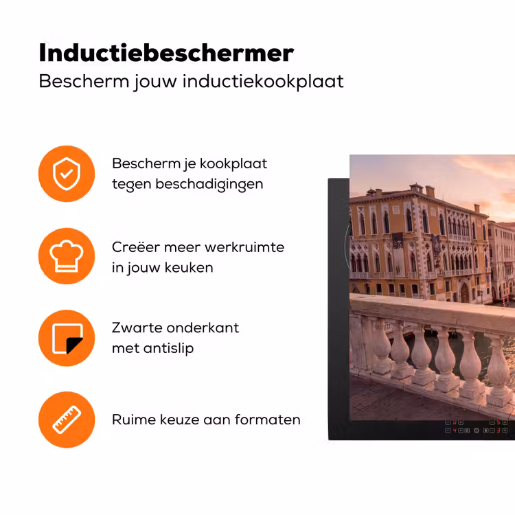 Stad - Venetië - Kanaal - Zonsopgang - Architectuur - Goud Inductie beschermer vinyl 3mm klein -zzzzzzz-td-ups