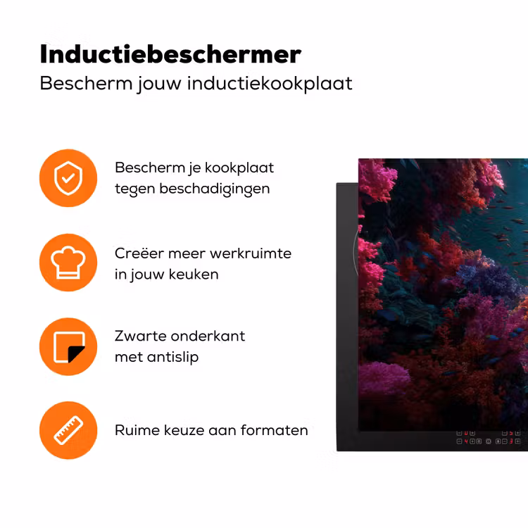 Standbeeld - Zeebodem - Koraal - Kleurrijk Inductie beschermer vinyl 3mm klein -zzzzzzz-td-ups