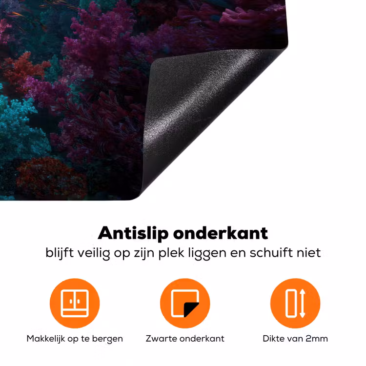 Standbeeld - Zeebodem - Koraal - Kleurrijk Inductie beschermer vinyl 3mm klein -zzzzzzz-td-onderkant