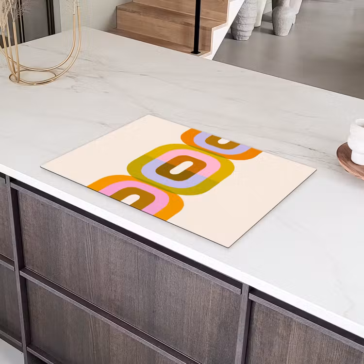 Stapel - Vormen - Geblokt - Oranje Inductie beschermer vinyl 3mm klein -sfeer8