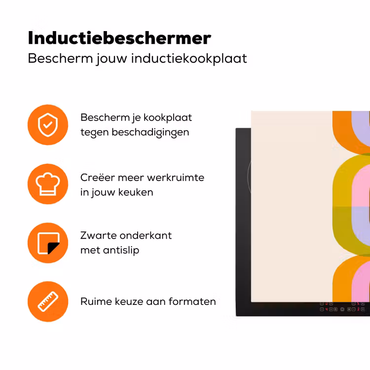 Stapel - Vormen - Geblokt - Oranje Inductie beschermer vinyl 3mm klein -zzzzzzz-td-ups