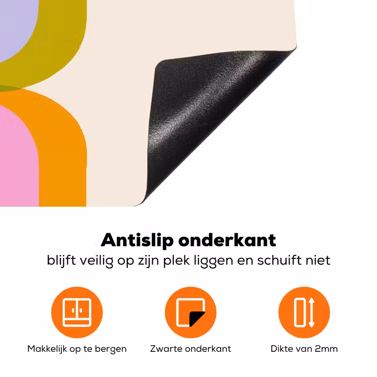 Stapel - Vormen - Geblokt - Oranje Inductie beschermer vinyl 3mm klein -zzzzzzz-td-onderkant