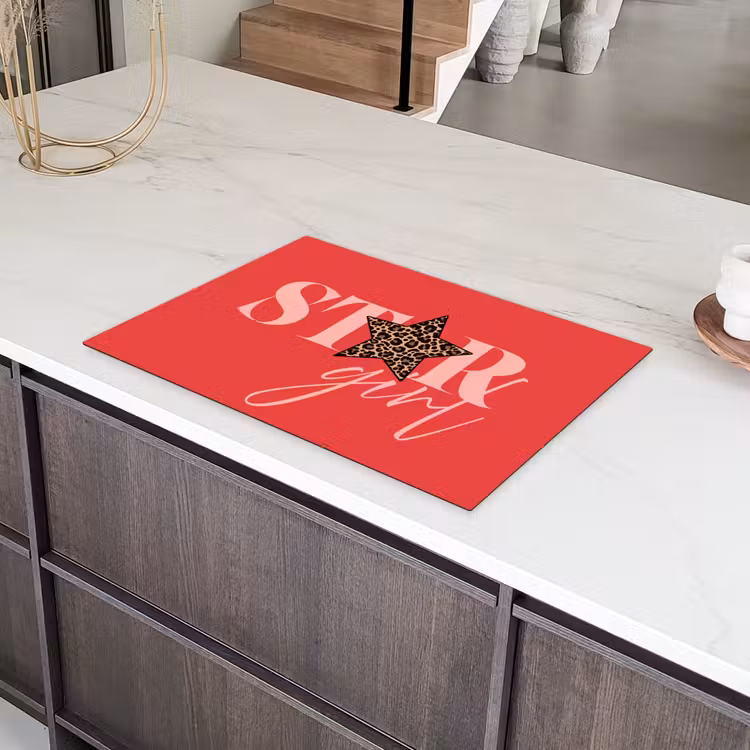 Star girl - Rood - Panter - Ster Inductie beschermer vinyl 3mm klein -sfeer8