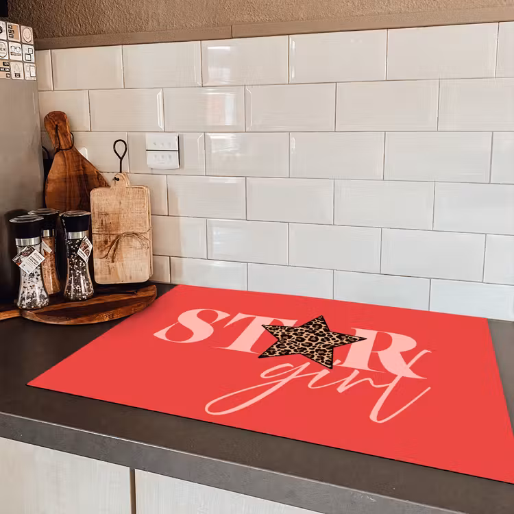 Star girl - Rood - Panter - Ster Inductie beschermer vinyl 3mm klein -sfeer3