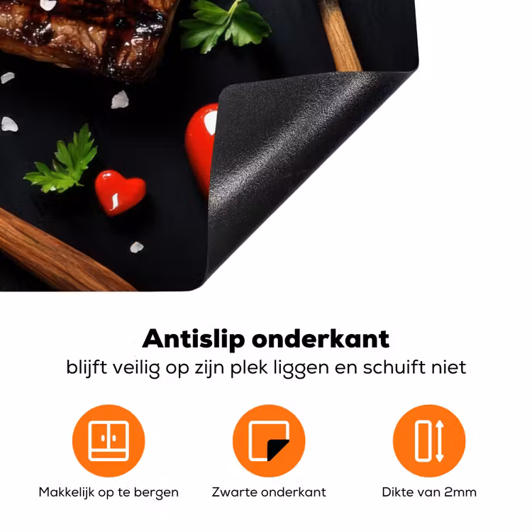 Steak - Hart - Bestek Inductie beschermer vinyl 3mm klein -zzzzzzz-td-onderkant