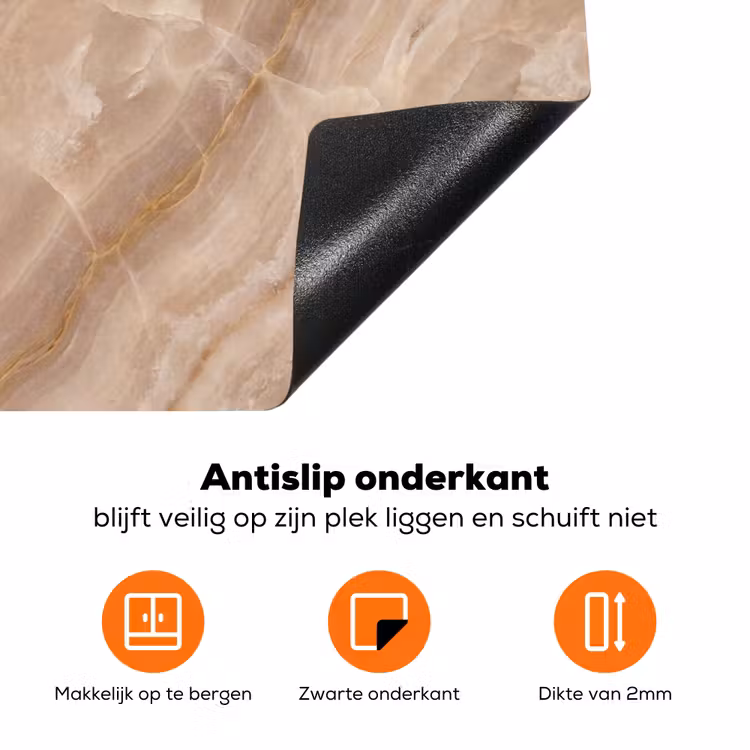 Steen - Ader - Natuur - Modern - Beige Inductie beschermer vinyl 3mm klein -zzzzzzz-td-onderkant
