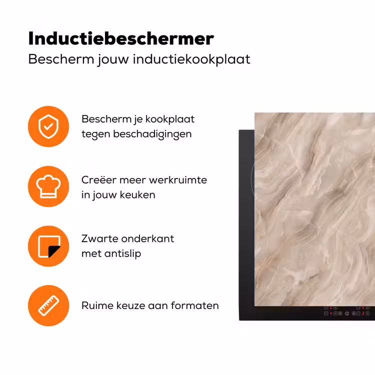 Steen - Golvend - Abstract - Beige Inductie beschermer vinyl 3mm klein -zzzzzzz-td-ups