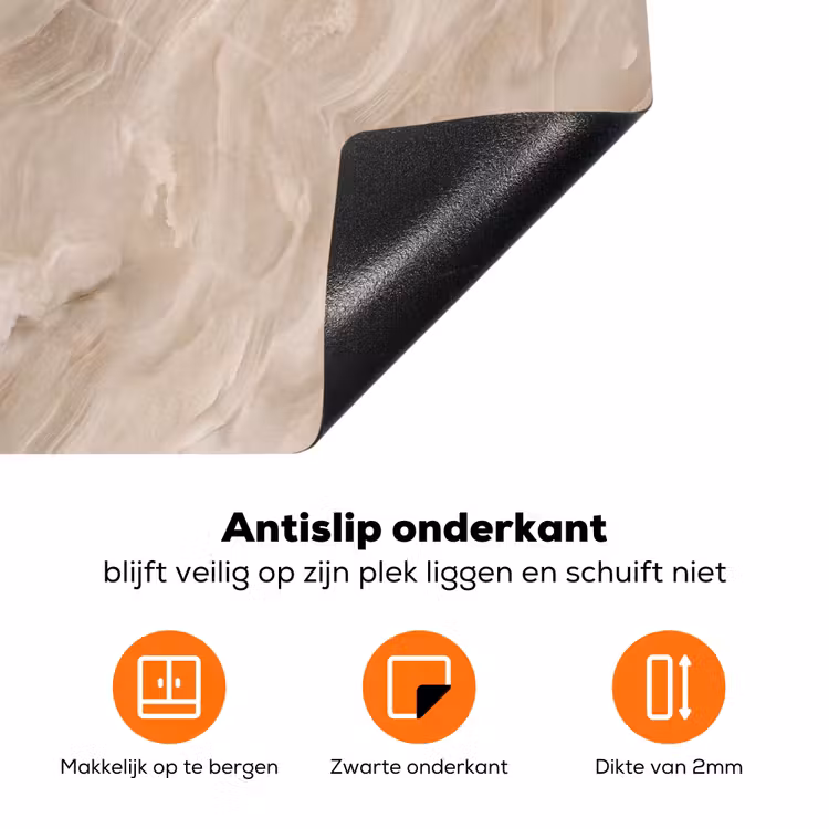 Steen - Golvend - Abstract - Beige Inductie beschermer vinyl 3mm klein -zzzzzzz-td-onderkant