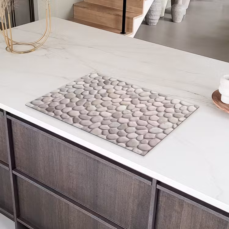 Steen - Kiezel - Natuur - Minimalistisch - Beige Inductie beschermer vinyl 3mm klein -sfeer8