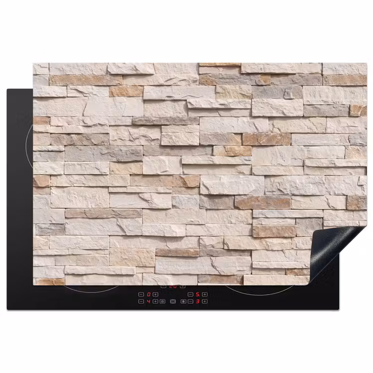 Steen - Muur - Textuur - Rustiek - Beige Inductie beschermer vinyl 3mm klein -3d