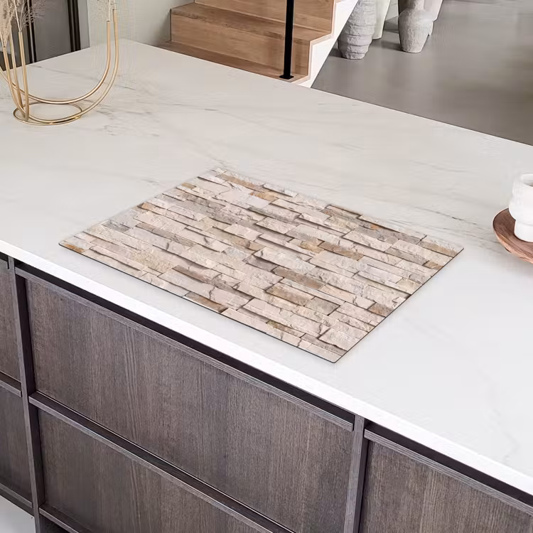 Steen - Muur - Textuur - Rustiek - Beige Inductie beschermer vinyl 3mm klein -sfeer8