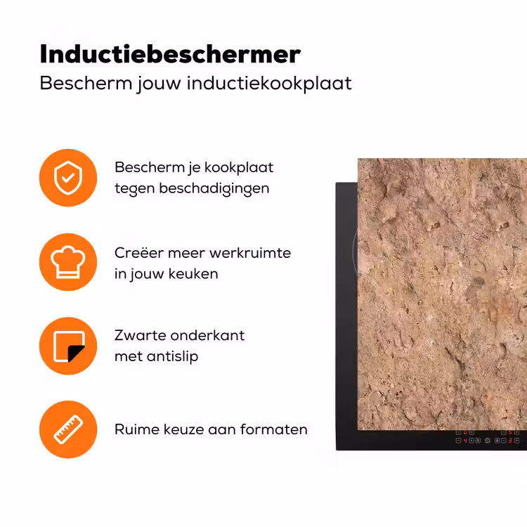 Steen - Natuur - Textuur - Abstract - Bruin Inductie beschermer vinyl 3mm klein -zzzzzzz-td-ups