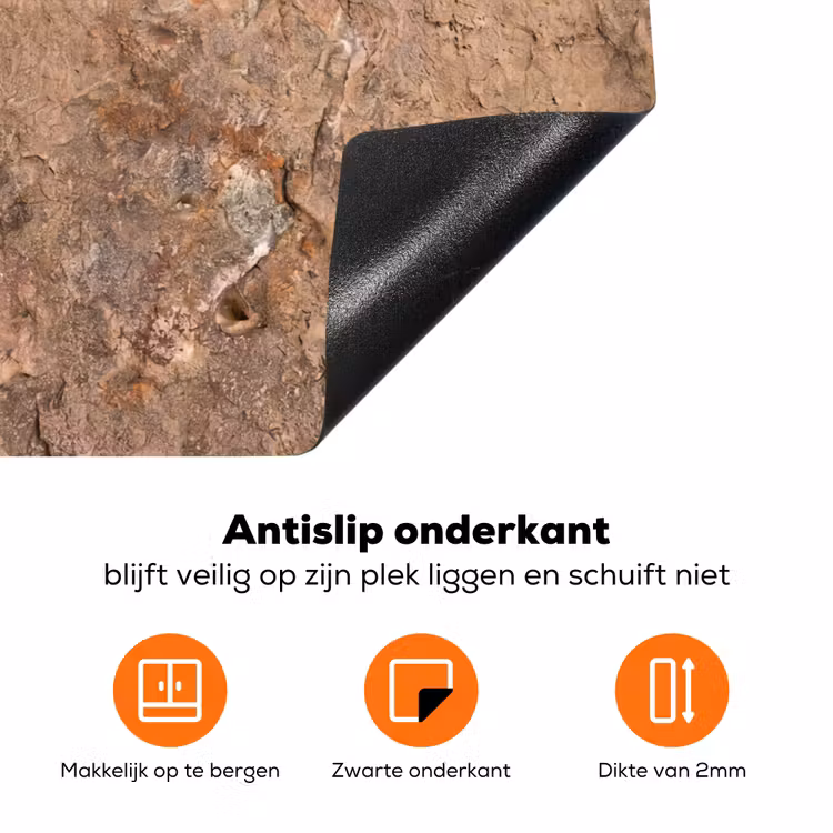 Steen - Natuur - Textuur - Abstract - Bruin Inductie beschermer vinyl 3mm klein -zzzzzzz-td-onderkant