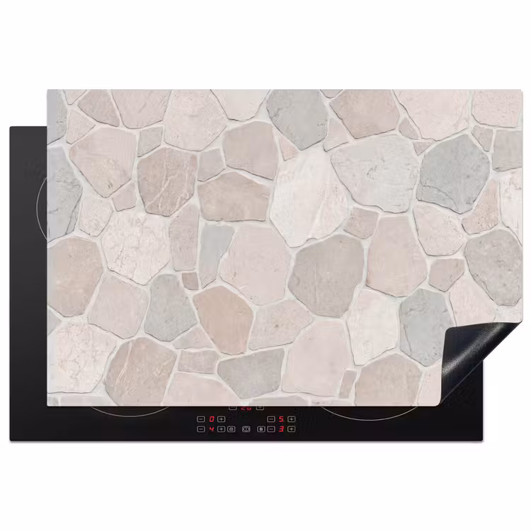 Steen - Patroon - Textuur - Beige Inductie beschermer vinyl 3mm klein -3d