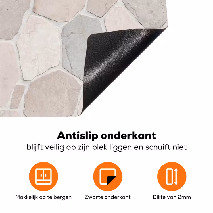 Steen - Patroon - Textuur - Beige Inductie beschermer vinyl 3mm klein -zzzzzzz-td-onderkant