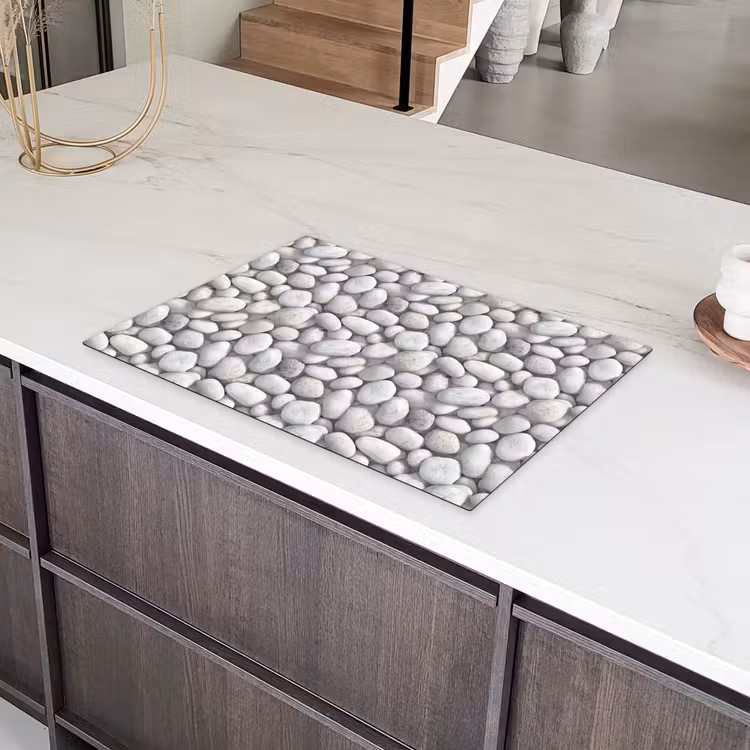 Steentjes - Grijs - Ovaal Inductie beschermer vinyl 3mm klein 276 -sfeer8