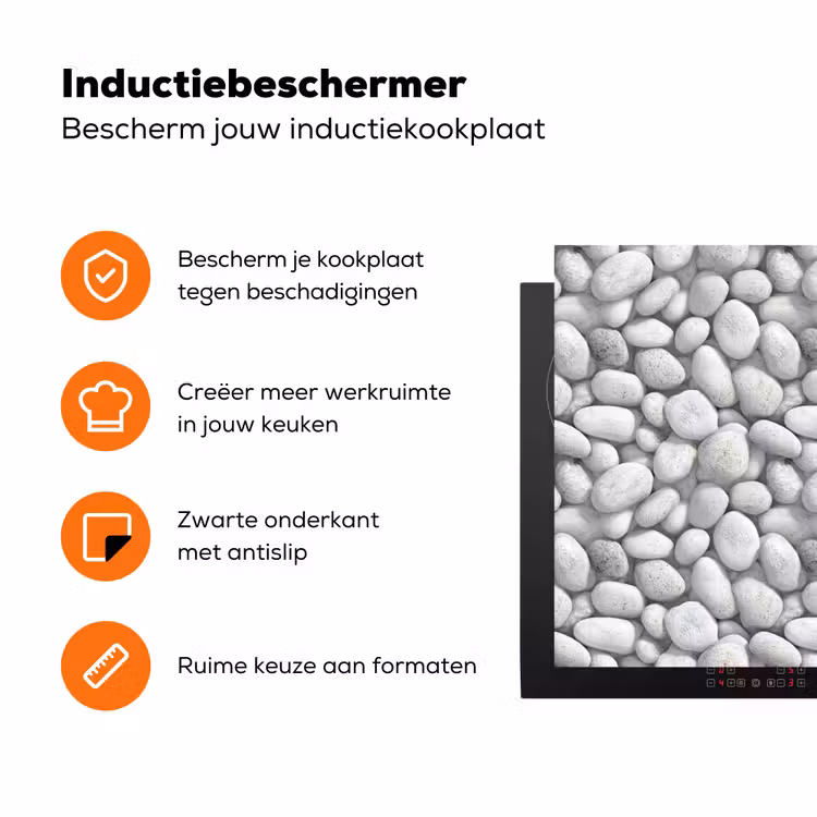 Steentjes - Grijs - Ovaal Inductie beschermer vinyl 3mm klein 276 -zzzzzzz-td-ups