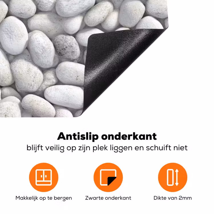 Steentjes - Grijs - Ovaal Inductie beschermer vinyl 3mm klein 276 -zzzzzzz-td-onderkant
