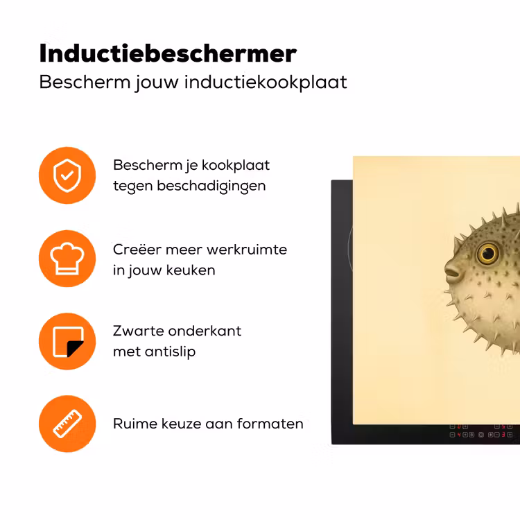 Stekels - Vis - Opgeblazen - Bruin Inductie beschermer vinyl 3mm klein -zzzzzzz-td-ups