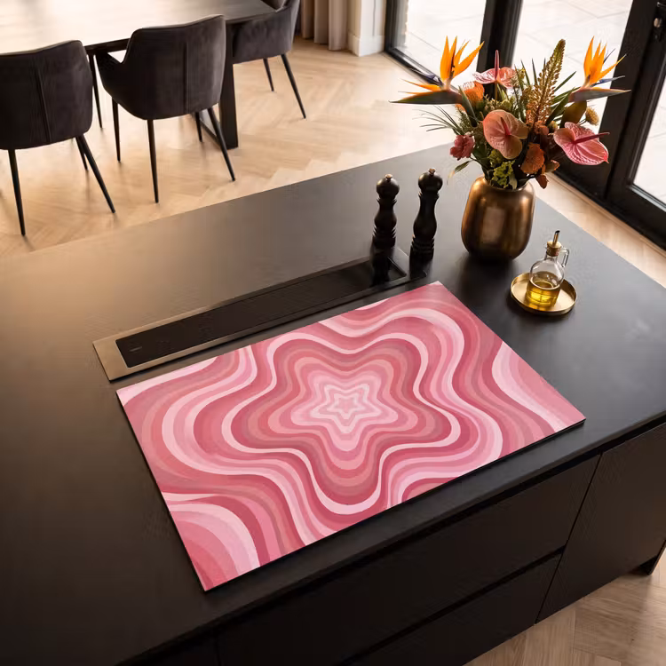 Ster - Golvend - Abstract - Roze Inductie beschermer vinyl 3mm klein -sfeer5