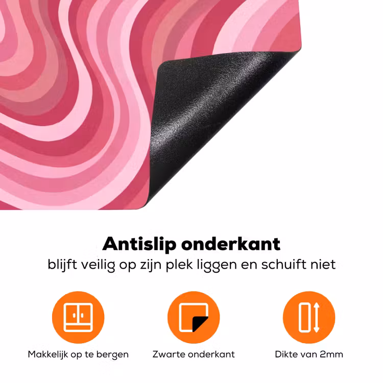 Ster - Golvend - Abstract - Roze Inductie beschermer vinyl 3mm klein -zzzzzzz-td-onderkant