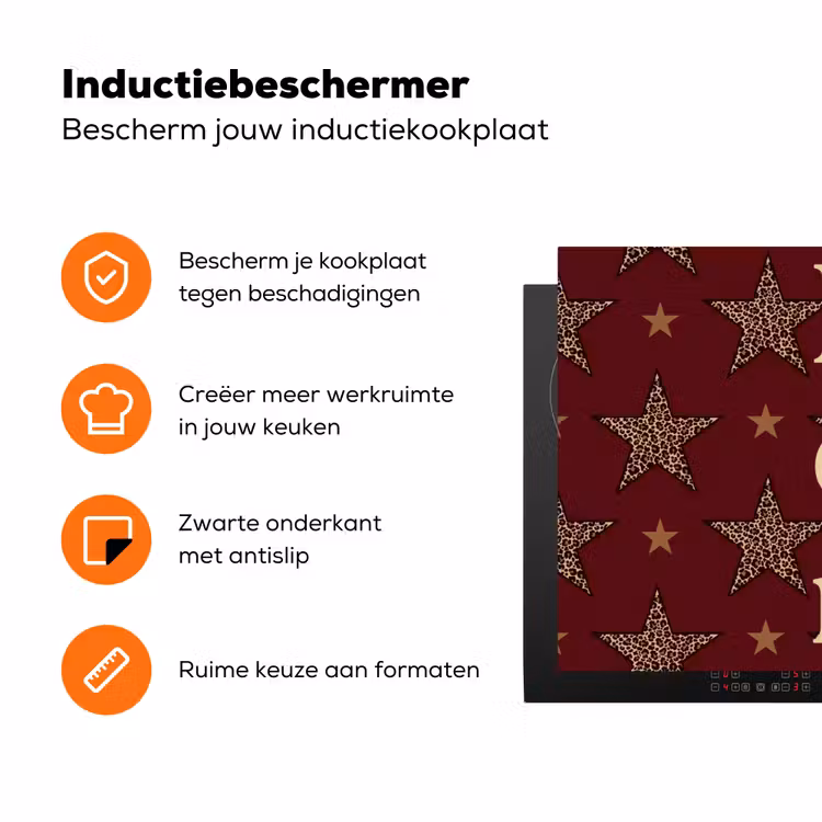 Sterren - Luipaardprint - Dream - Bordeaux Inductie beschermer vinyl 3mm klein -zzzzzzz-td-ups