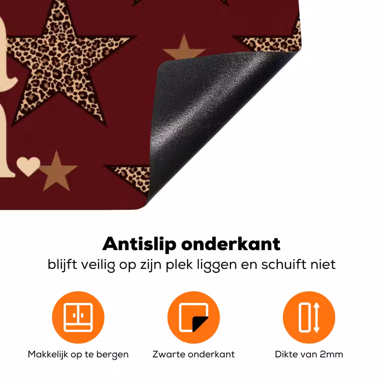 Sterren - Luipaardprint - Dream - Bordeaux Inductie beschermer vinyl 3mm klein -zzzzzzz-td-onderkant