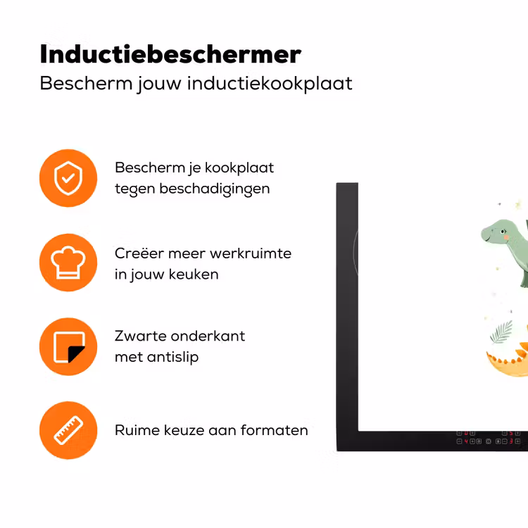 Sterren - Stegosaurussen - Blaadjes - Groen Inductie beschermer vinyl 3mm klein -zzzzzzz-td-ups