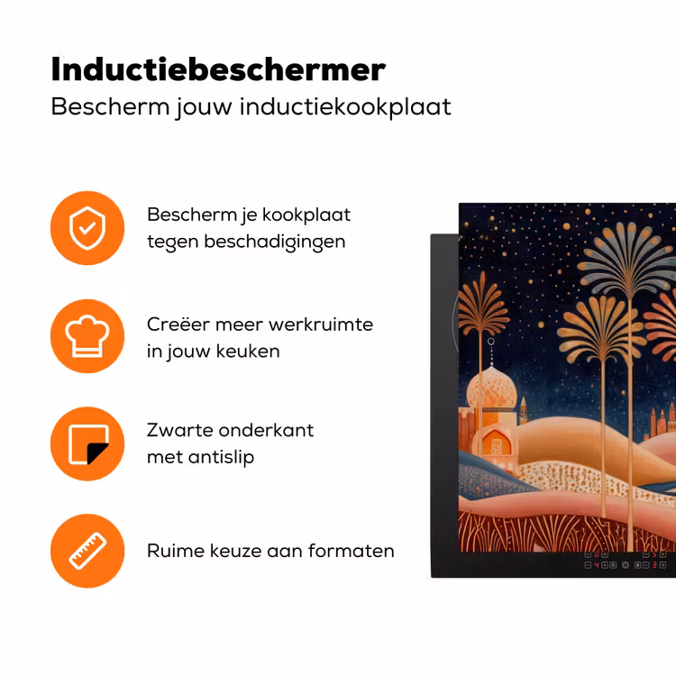 Sterrenhemel - Palmen - Rivier Inductie beschermer vinyl 3mm klein -zzzzzzz-td-ups
