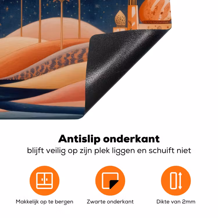 Sterrenhemel - Palmen - Rivier Inductie beschermer vinyl 3mm klein -zzzzzzz-td-onderkant