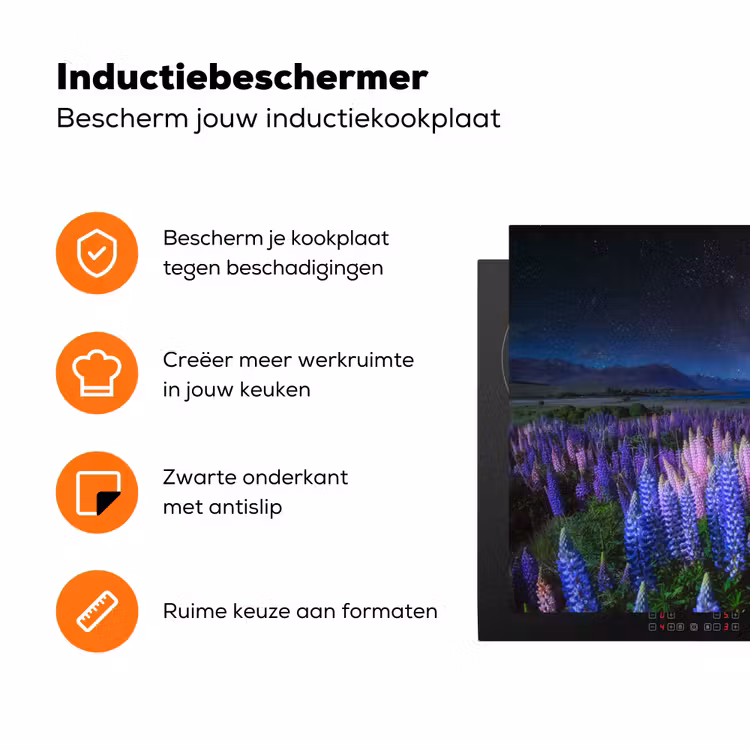 Sterrenlicht over Lupineveld Inductie beschermer vinyl 3mm klein -zzzzzzz-td-ups