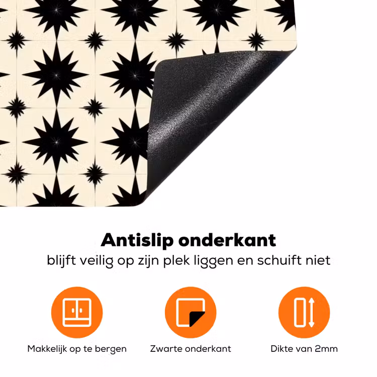 Stervormen - Geometrisch - Zwart Inductie beschermer vinyl 3mm klein 276 -zzzzzzz-td-onderkant