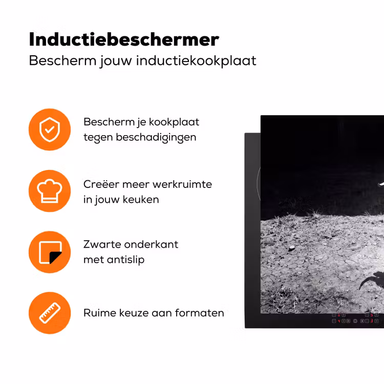 Stier - Schaduw - Dieren - Contrast - Zwart-wit Inductie beschermer vinyl 3mm klein -zzzzzzz-td-ups