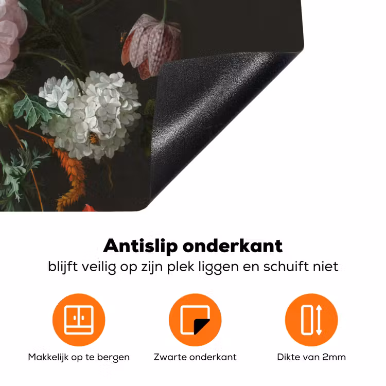 Stilleven met bloemen in een glazen vaas - Schilderij van Jan Davidsz. de Heem Inductie beschermer vinyl 3mm klein -zzzzzzz-td-onderkant
