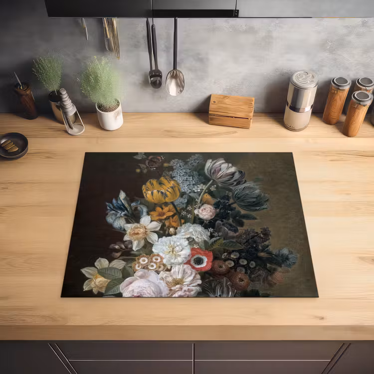 Stilleven met bloemen - Schilderij van Eelke Jelles Eelkema Inductie beschermer vinyl 3mm groot -sfeer5