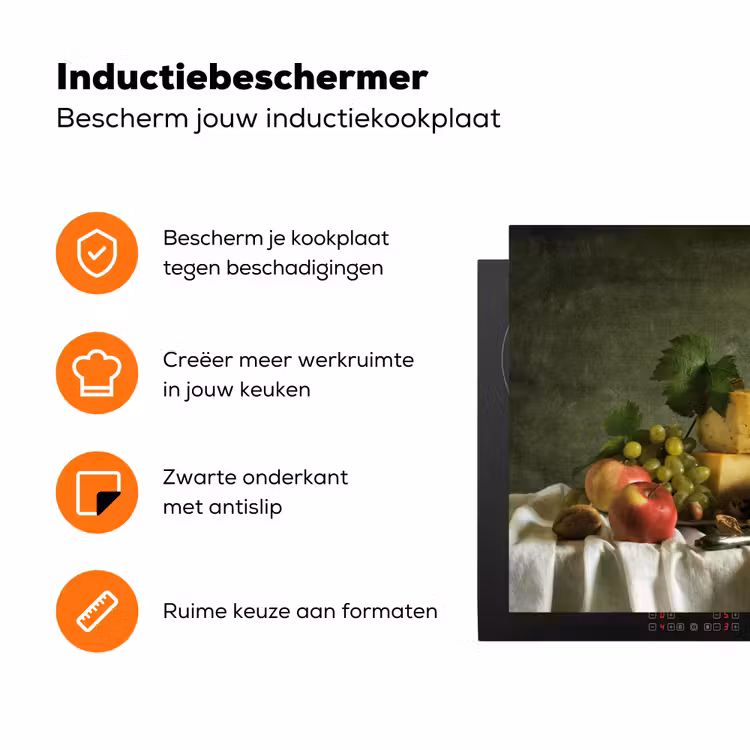 Stilleven met Kaas en Fruit Inductie beschermer vinyl 3mm klein -zzzzzzz-td-ups