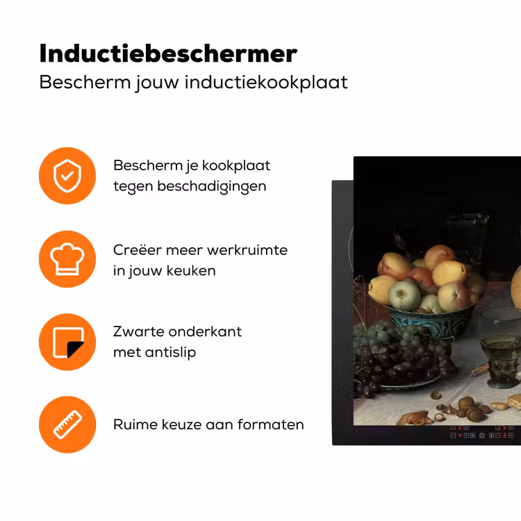 Stilleven met kazen - Schilderij van Floris Claesz. van Dijck Inductie beschermer vinyl 3mm klein -zzzzzzz-td-ups