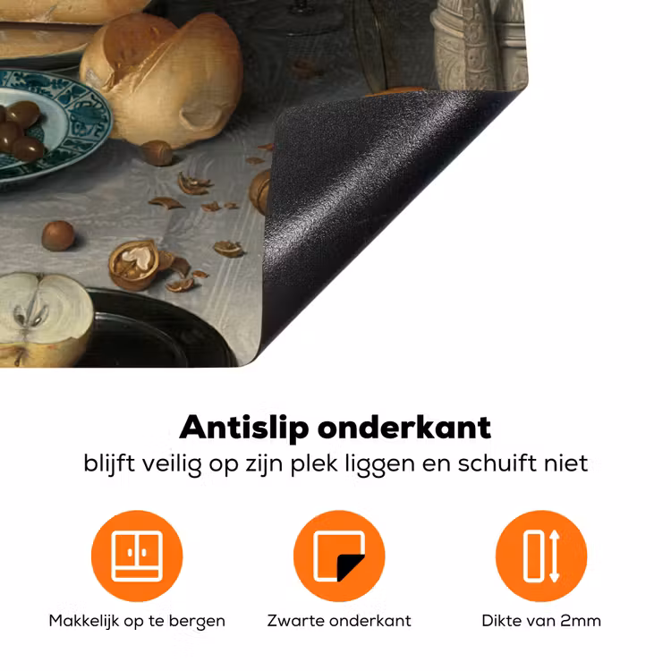 Stilleven met kazen - Schilderij van Floris Claesz. van Dijck Inductie beschermer vinyl 3mm klein -zzzzzzz-td-onderkant