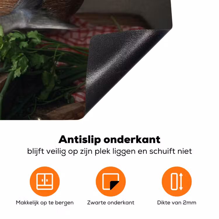 Stilleven met Vis en Olijfolie Inductie beschermer vinyl 3mm klein -zzzzzzz-td-onderkant