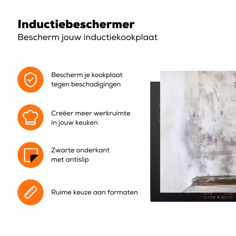 Stillevensschets in Crème en Hout Inductie beschermer vinyl 3mm klein -zzzzzzz-td-ups